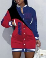 New York Giants Women Button Down Jacket Dress AZBTBDJD000297