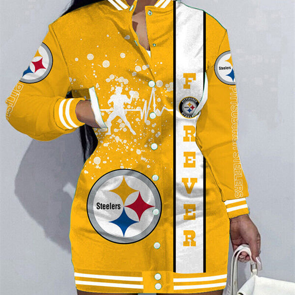 Pittsburgh Steelers Women Button Down Jacket Dress AZBTBDJD000265