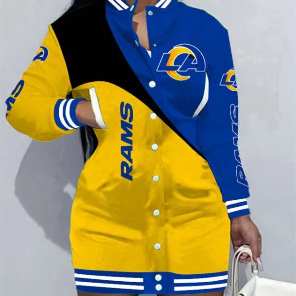 Los Angeles Rams Women Button Down Jacket Dress AZBTBDJD000248