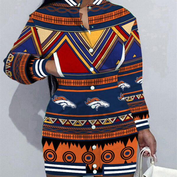 Denver Broncos Women Button Down Jacket Dress AZBTBDJD000170