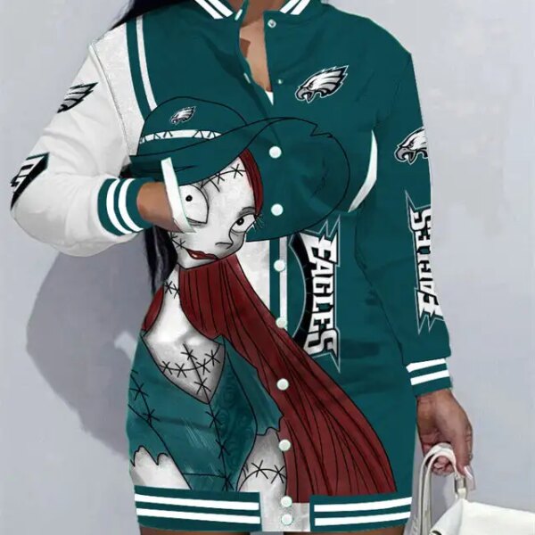 Philadelphia Eagles Women Button Down Jacket Dress AZBTBDJD000090