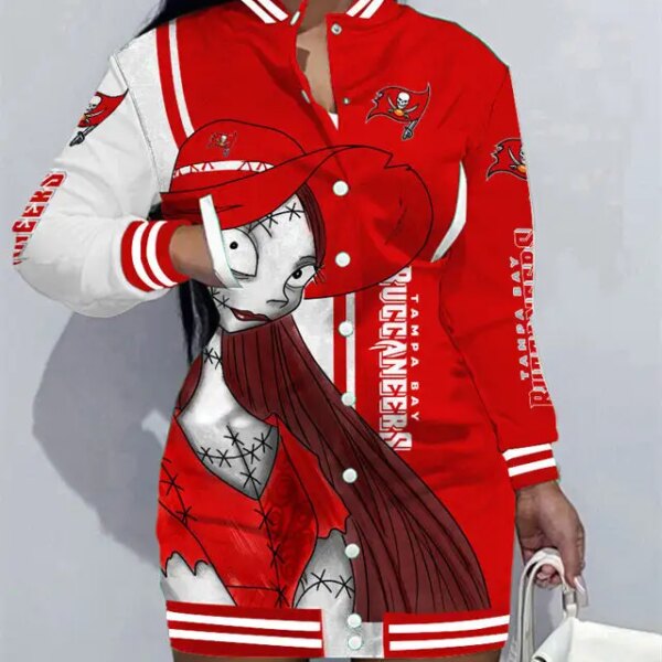 Tampa Bay Buccaneers Women Button Down Jacket Dress AZBTBDJD000200