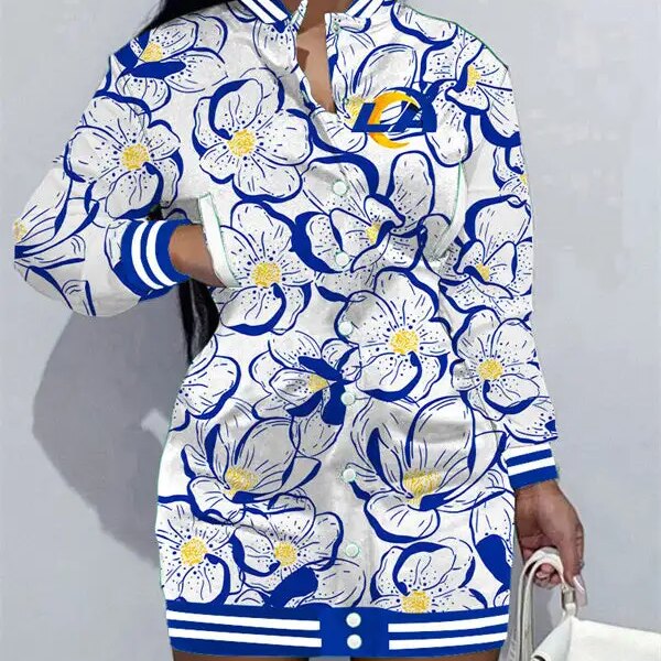 Los Angeles Rams Women Button Down Jacket Dress AZBTBDJD000356