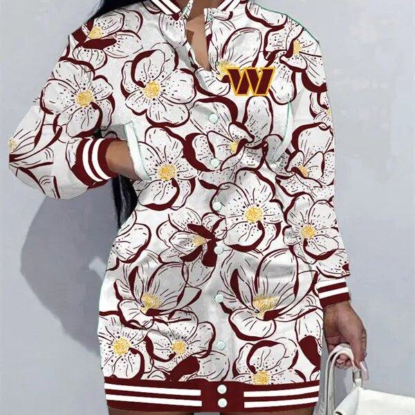 Washington Commanders Women Button Down Jacket Dress AZBTBDJD000063