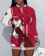 Arizona Cardinals Women Button Down Jacket Dress AZBTBDJD000349