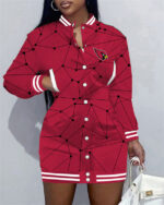 Arizona Cardinals Women Button Down Jacket Dress AZBTBDJD000025