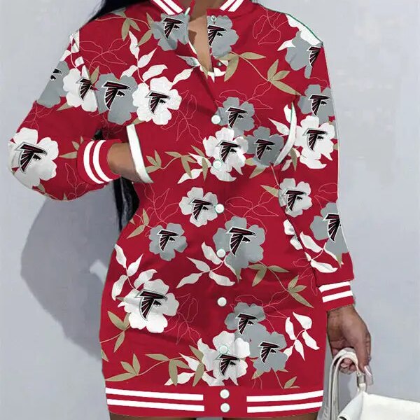 Atlanta Falcons Women Button Down Jacket Dress AZBTBDJD000152