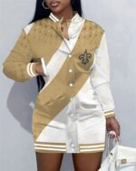 New Orleans Saints Women Button Down Jacket Dress AZBTBDJD000225