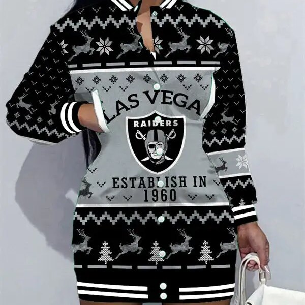 Las Vegas Raiders Women Button Down Jacket Dress AZBTBDJD000228