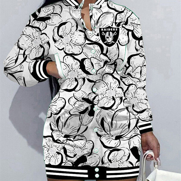 Las Vegas Raiders Women Button Down Jacket Dress AZBTBDJD000230