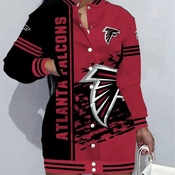Atlanta Falcons Women Button Down Jacket Dress AZBTBDJD000150
