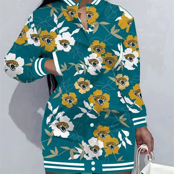Jacksonville Jaguars Women Button Down Jacket Dress AZBTBDJD000258