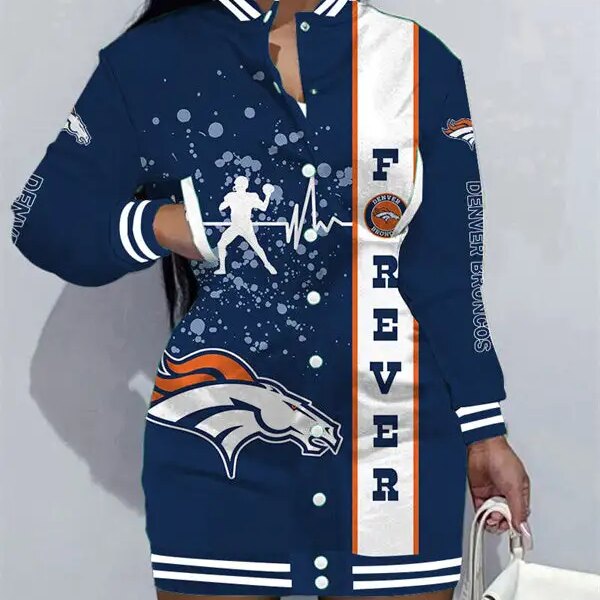 Denver Broncos Women Button Down Jacket Dress AZBTBDJD000157