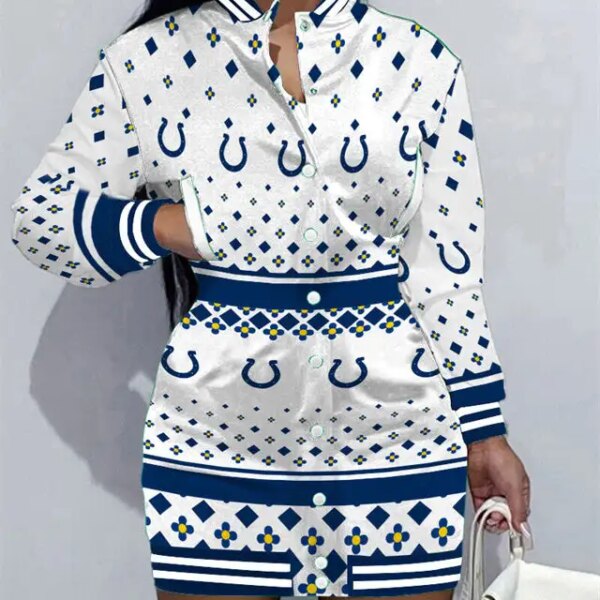 Indianapolis Colts Women Button Down Jacket Dress AZBTBDJD000015