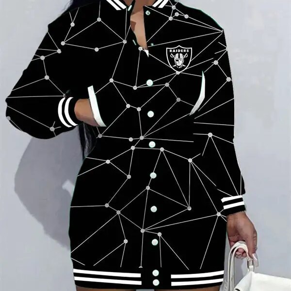 Las Vegas Raiders Women Button Down Jacket Dress AZBTBDJD000057