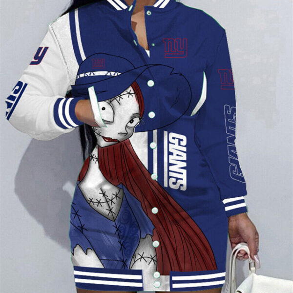 New York Giants Women Button Down Jacket Dress AZBTBDJD000077