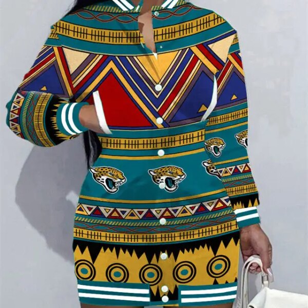 Jacksonville Jaguars Women Button Down Jacket Dress AZBTBDJD000075