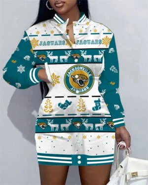 Jacksonville Jaguars Women Button Down Jacket Dress AZBTBDJD000073