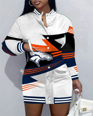 Denver Broncos Women Button Down Jacket Dress AZBTBDJD000169
