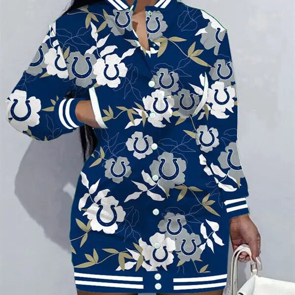 Indianapolis Colts Women Button Down Jacket Dress AZBTBDJD000091