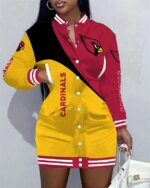 Arizona Cardinals Women Button Down Jacket Dress AZBTBDJD000357