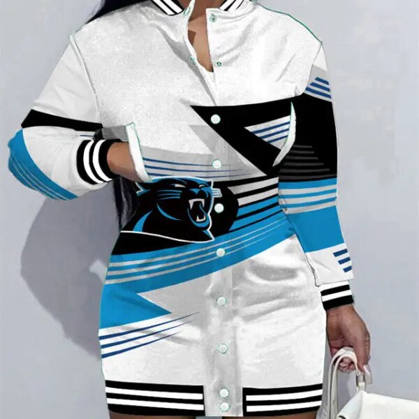 Carolina Panthers Women Button Down Jacket Dress AZBTBDJD000341