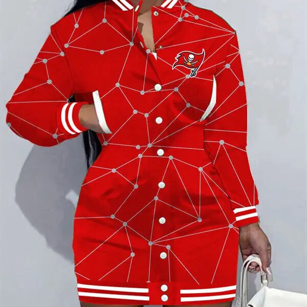 Tampa Bay Buccaneers Women Button Down Jacket Dress AZBTBDJD000197
