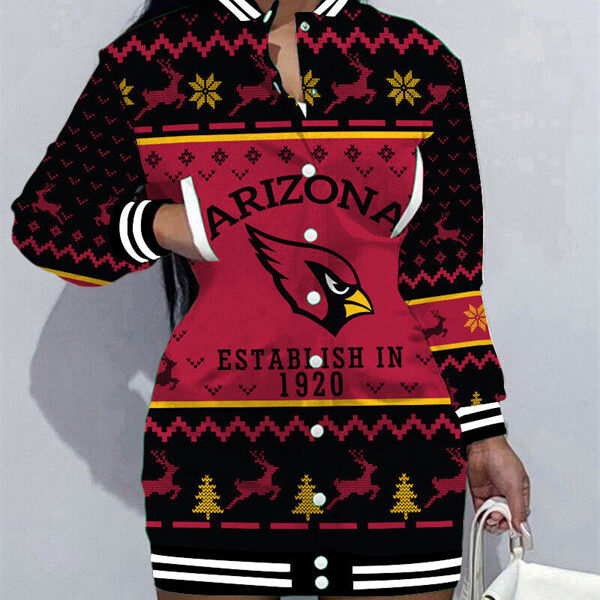 Arizona Cardinals Women Button Down Jacket Dress AZBTBDJD000348
