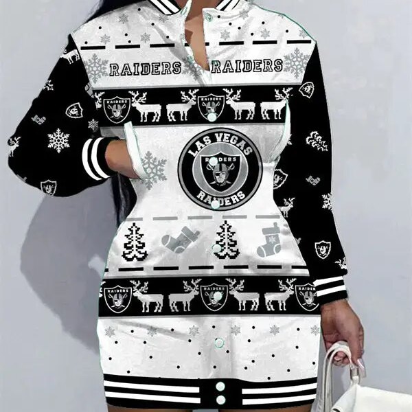 Las Vegas Raiders Women Button Down Jacket Dress AZBTBDJD000227