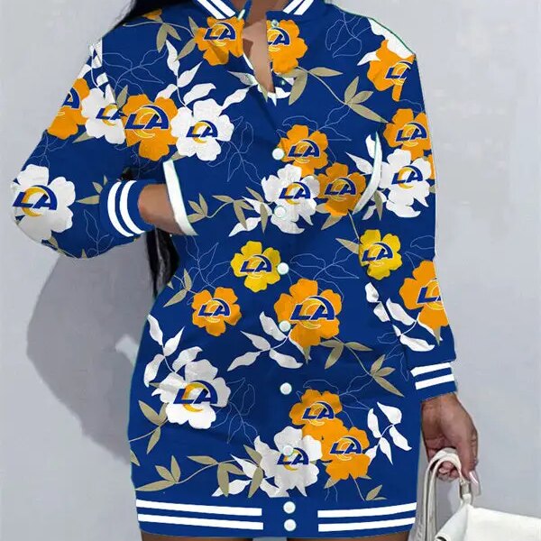 Los Angeles Rams Women Button Down Jacket Dress AZBTBDJD000352