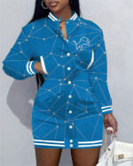 Detroit Lions Women Button Down Jacket Dress AZBTBDJD000311