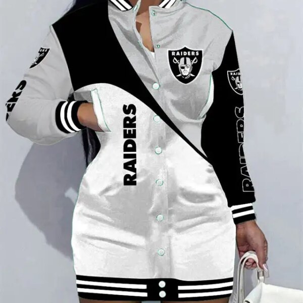 Las Vegas Raiders Women Button Down Jacket Dress AZBTBDJD000232