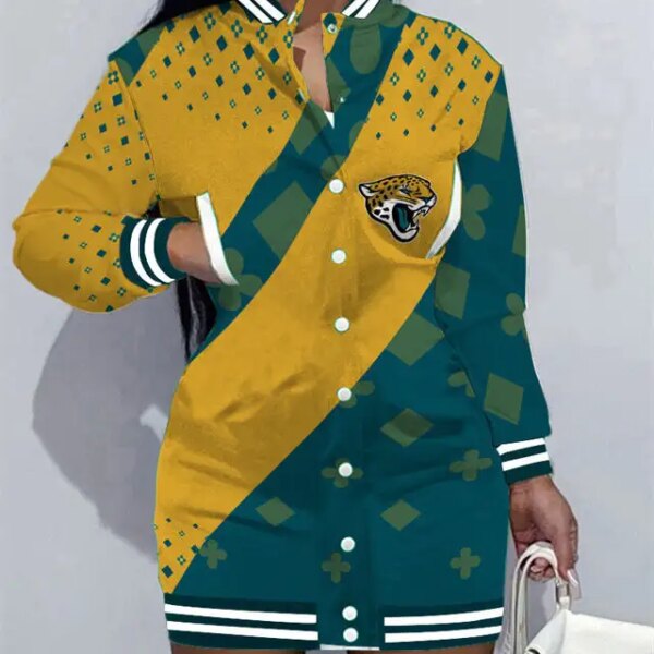 Jacksonville Jaguars Women Button Down Jacket Dress AZBTBDJD000233