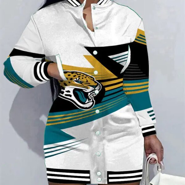 Jacksonville Jaguars Women Button Down Jacket Dress AZBTBDJD000257