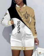 New Orleans Saints Women Button Down Jacket Dress AZBTBDJD000045