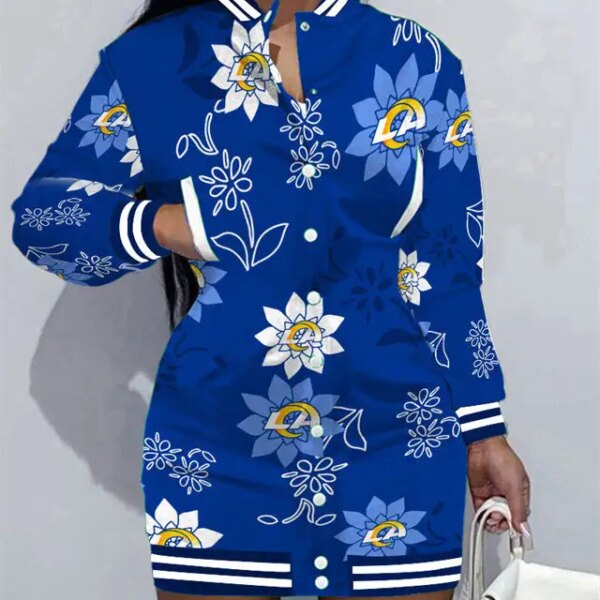 Los Angeles Rams Women Button Down Jacket Dress AZBTBDJD000071