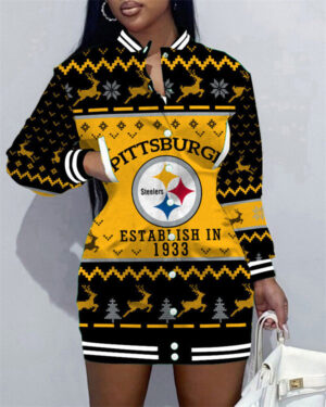 Pittsburgh Steelers Women Button Down Jacket Dress AZBTBDJD000243