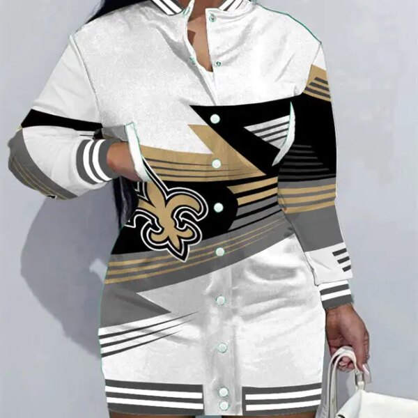 New Orleans Saints Women Button Down Jacket Dress AZBTBDJD000221