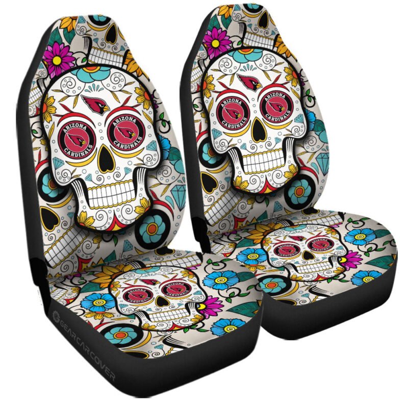 Arizona Cardinals Car Seat Covers Custom Sugar Skull Car Accessories