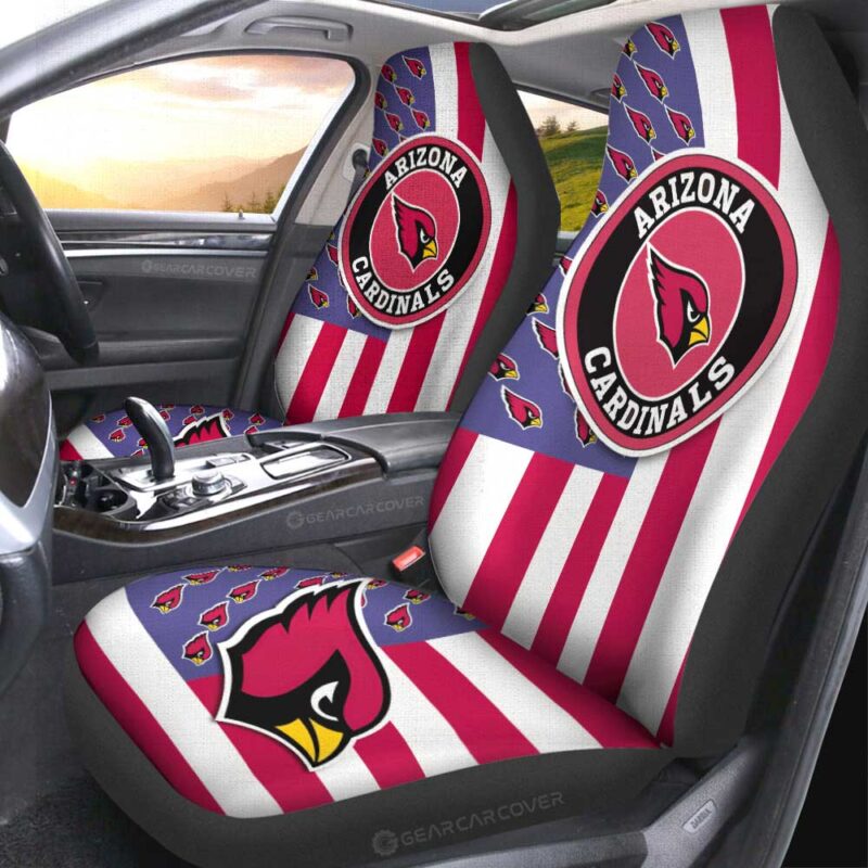 Arizona Cardinals Car Seat Covers Custom US Flag Style