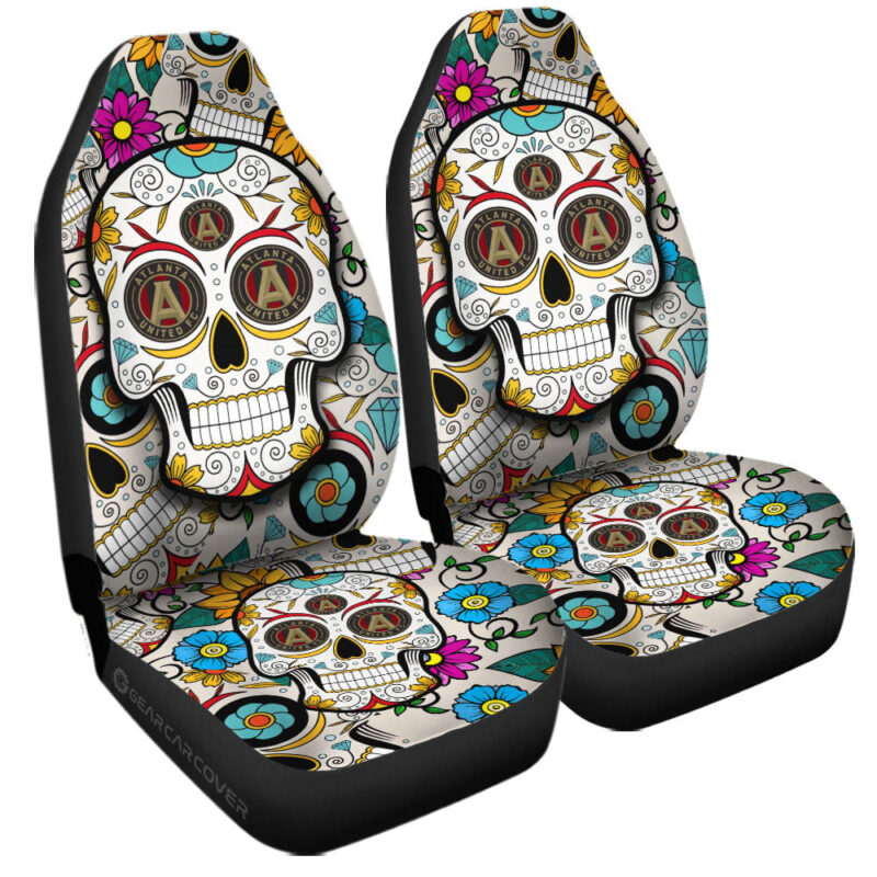 Atlanta United FC Car Seat Covers Custom Sugar Skull Car Accessories