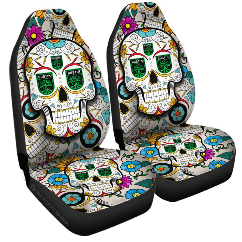 Austin FC Car Seat Covers Custom Sugar Skull Car Accessories