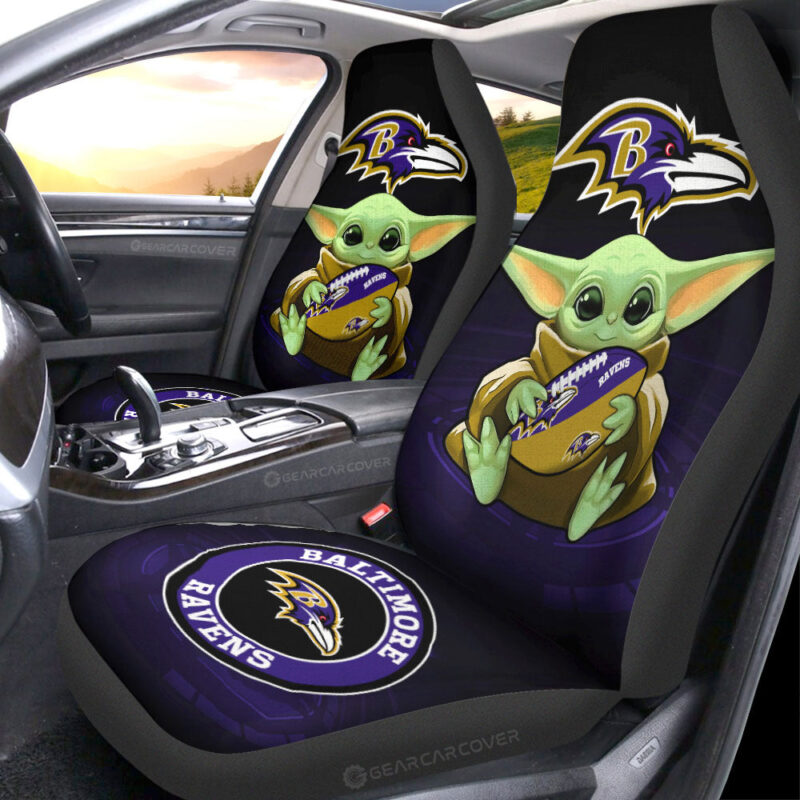 Baltimore Ravens Car Seat Covers Baby Yoda Car Accessories For Fan