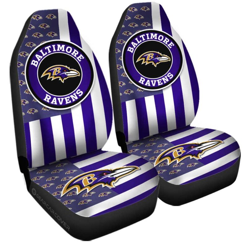 Baltimore Ravens Car Seat Covers Custom US Flag Style