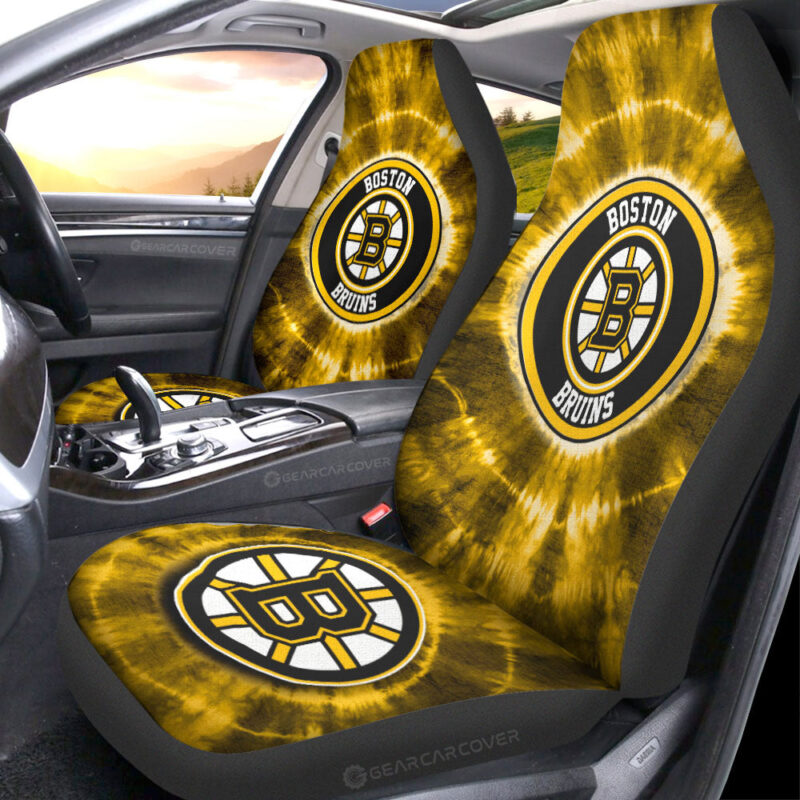 Boston Bruins Car Seat Covers Custom Tie Dye Car Accessories
