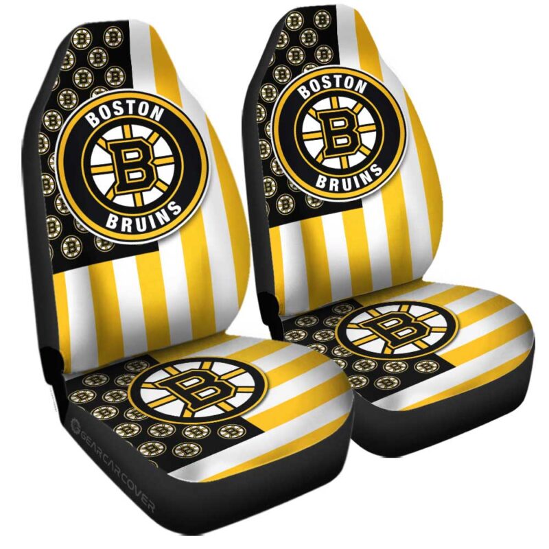 Boston Bruins Car Seat Covers Custom US Flag Style