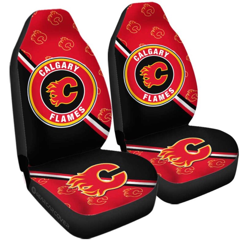 Calgary Flames Car Seat Covers Custom Car Accessories For Fans