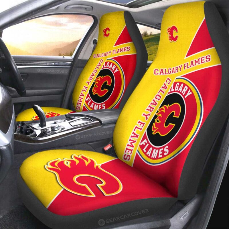 Calgary Flames Car Seat Covers Custom Car Accessories For Fans