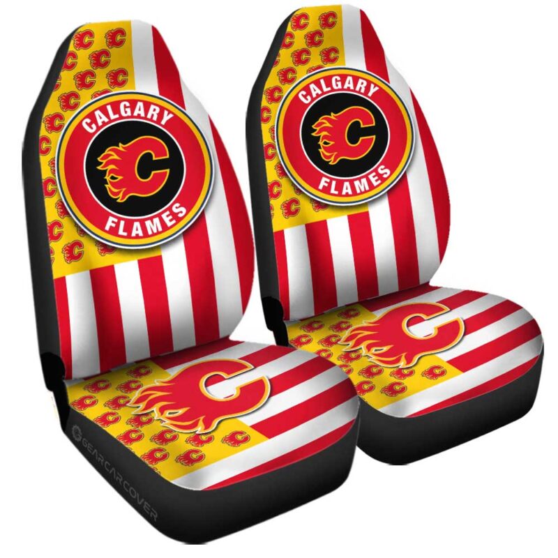 Calgary Flames Car Seat Covers Custom US Flag Style