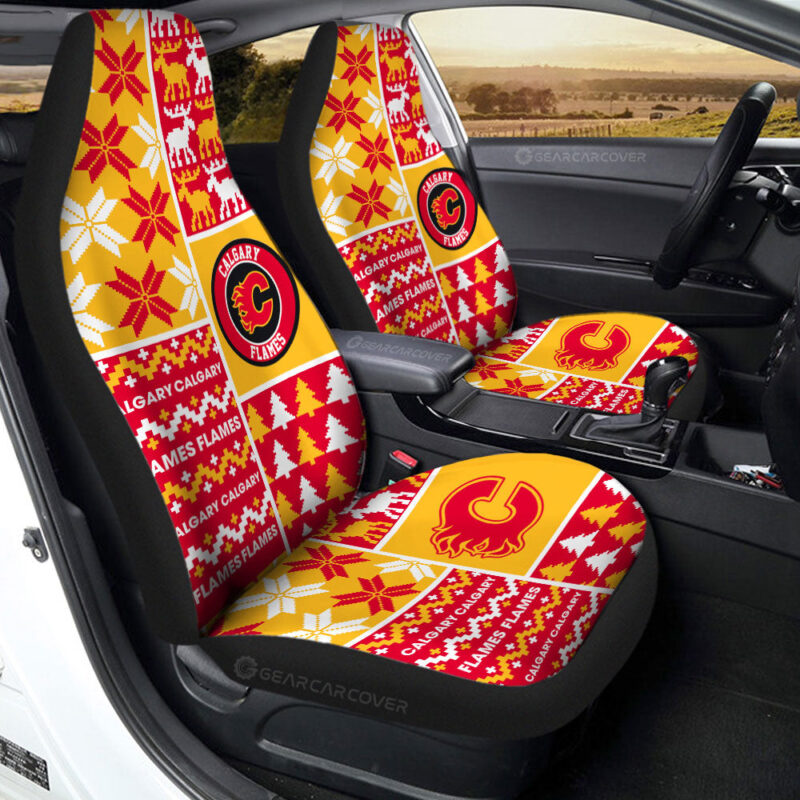 Calgary Flames Car Seat Covers Custom Ugly Style Car Accessories
